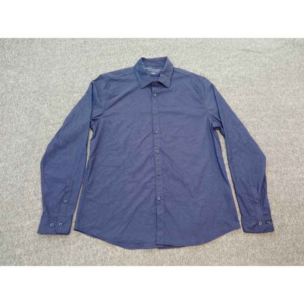 Hudson & Barrow Men's Shirt Button Down Long Sleeve Performance Strech Blue Sz M